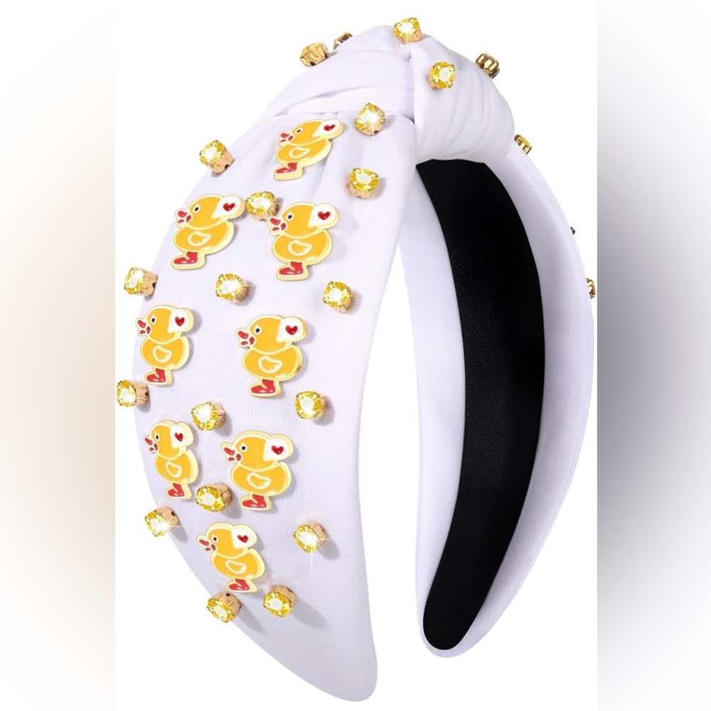 NWT White Headband with Duck and Gem Accents